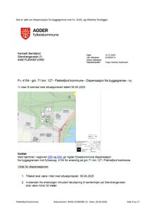 Situasjonskart som viser tomt, bygning og vei i Flekkefjord kommune.