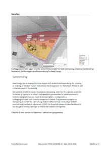 Kart over et kartleggingsområde med overlagte naturfareområder (steinsprang, snøskred, jordskred, flomskred) og bygninger.