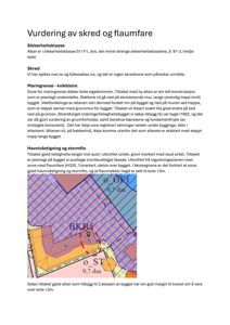 Et kartutsnitt som viser et område med overlappende reguleringssoner (f.eks. havnivåstigning, flaumfare) og koter.