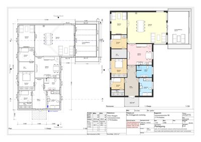 Etasjeplan (1. etasje) med romfordeling, dimensjoner og arealoppdelinger.