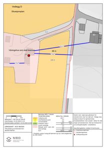 Situasjonsplan (Vedlegg D) som viser eiendomsgrunn, arealstatistikk og kartlagte data for en tomt.