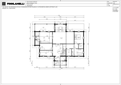 Etasjeplan (Ground floor) som viser romfordeling, veggposisjon og mål for en bygning.
