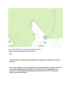 Kartutsnitt som viser eiendomsgrenser, topografi og eksisterende infrastruktur (stier/ferdselslinjer) i et område.