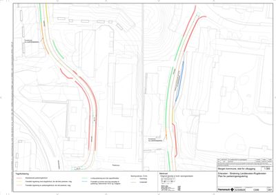 Situasjonsplan som viser en planlagt parkeringsanlegg (Ertvelev) med overlappende arealer, eksisterende infrastruktur og reguleringer.