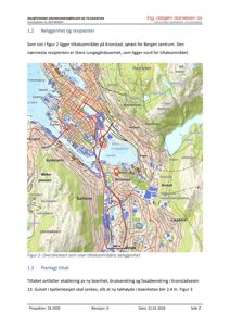Oversiktskart som viser beliggenheten av et tiltaksområde i Kronstad, med topografiske detaljer og nabolag.