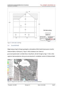 Snittegning (Snitt A-A) som viser bygningens tverrsnitt og høyder etter endring.