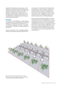 3D-visualisering som viser et forslag til bebyggelse og terrengformning i et område, inkludert plassering av hus, veier og vegetasjon.