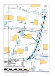 Situasjonskart for bygge- og delsesaker som viser tomt, vei, nabobebyggelse og arealopplysninger.