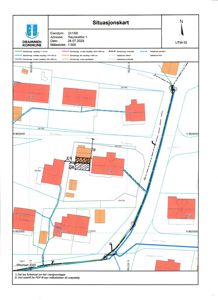 Situasjonskart som viser eiendomsnummer 241/66 i Reykskattlia 1, med naboarealer, vegnett og bygningsplasseringer.