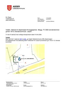 Situasjonskart som viser eiendommen gnr/bnr 19/15, Tveiteveien 57, i forhold til fylkesveg 3500 og naboeiendommer.