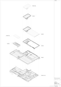 En tegning som viser etasjeplaner (PLAN 1, PLAN 2, PLAN 3, PLAN 4, PLAN TAK) og en plan for underetasjen (PLAN U1-U2) for en bygning.