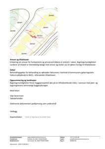 Situasjonsplan som viser tomtedeling, eiendomsnummer og plassering av en nybygg (merket 'NYBYGG') i forhold til eksisterende bebyggelse.