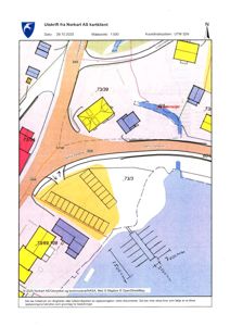 Situasjonsplan (kart) som viser tomt, bygninger og infrastruktur.