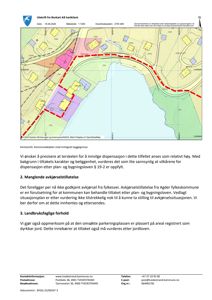 Kartutsnitt fra Norkart AS som viser et kommunedelplan-område med overlagte byggesoner (fargede polygoner) og en rød strekning som antagelig representerer en byggesone eller grense. Kartet inneholder også høydemålerlinjer og koordinatsystem.