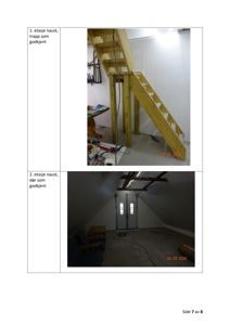 Fotografier av etasje 1 og 2 i naustet, som viser trapp og dør.