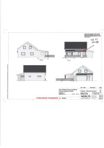 Fasadetegning (opprikk) som viser bygningens utsyn fra fire ulike vinkler.