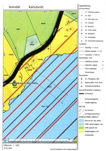 Kartutsnitt fra Arendal kommune som viser eiendomsstatus, arealstatus og bygningstatus for adressen Assvælen 60.