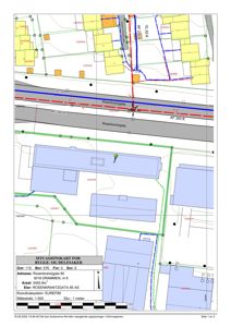 Situasjonskart som viser eiendomsforhold, bygninger og infrastruktur for Rosenkrantzgata 85.