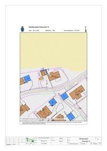 Situasjonsplan som viser tomtetillhørighet, bygningstall og veisystem i området.