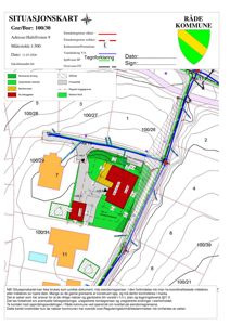 Situasjonskart som viser eiendomsgrenser, eksisterende og planlagt bebyggelse, terrengforhold og infrastruktur for eiendommen på Hafellveien 9.