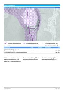 En situasjonsplan eller kart fra Temadata som viser vannstandstigningsområder og flomaksjonsområde for en bygning.