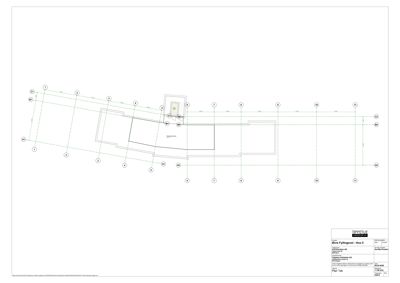 Tegning av takplan (Plan Tak) for en bygning, som viser romfordeling, vegger og dimensjoner.