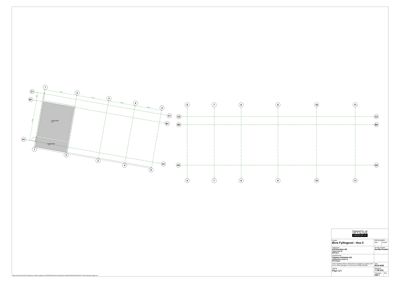 Etasjeplan (1. etasje) som viser romfordeling, vegger og dimensjoner for en bygning.