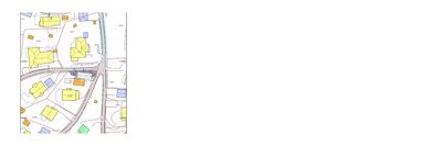 Situasjonsplan som viser tomtens plassering i forhold til nabolag, veier og andre bygninger.