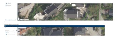 Satellittbilde (flyfoto) av et boligfelt med overlagte grønnfargede arealer som sannsynligvis representerer tomtegrenser eller byggeareal.