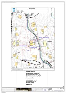Situasjonskart som viser tomtens beliggenhet, høydeforhold, eksisterende og planlagt bebyggelse samt arealoppsummering.
