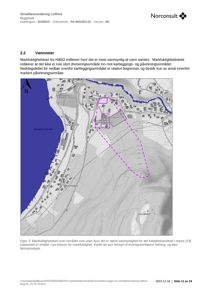 Et markfuktighetskart som viser sannsynligheten for vann i marka over et område, inkludert etasjeforhold og terrengform.