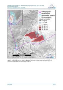 Kart som viser snøskredfarevurdering med kartleggingsområder, løseområder og skredhastighetskartlegging for et område i Voss herad.