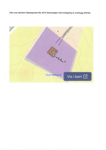 Kart over eiendom Søbergsv. 66 med inntegning av overbygg ytterder.