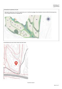 Bildet viser to kart som illustrerer bygningens plassering i et industriområde (L14) og en detaljert visning av tomten med et rødt merke.