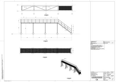 Tegning som viser detaljerte dimensjoner og konstruksjon for en standardisert løftplattform (Løftplattform AS).
