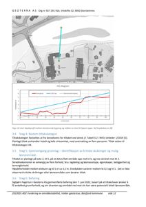 Bildet viser en situasjonsplan (tomtekart) med en H/L-diagram (høydeprofil) under. Det er også tekst som forklarer tiltakskategori og befaring.