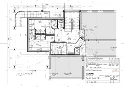 Etasjeplan (BA - Badstu) med romfordeling, mål og detaljer for en badstu.