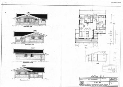 Fasadetegning med etasjeplan og snitt