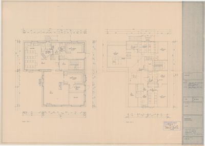 Bildet viser to arkitektoniske etasjeplaner (PLAN. ETG. 1 og PLAN. ETG. 2) som illustrerer romfordeling, veggposisjon og dimensjoner for en bygning.