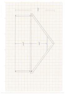 En håndtegnet teknisk detaljtegning som viser en konstruksjon (sannsynligvis en takkonstruksjon eller en ramme) med angitte mål på 6000 og 2400.