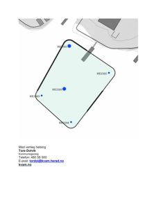 Situasjonsplan som viser en tomtegrense (HE2501-HE2504) og nabolagets bebyggelse.