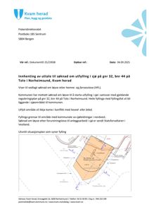 Et utsnitt fra en situasjonsplan som viser en planlagt fylling i sjø, med angivelse av eiendomsnummer, grenser og eksisterende infrastruktur.
