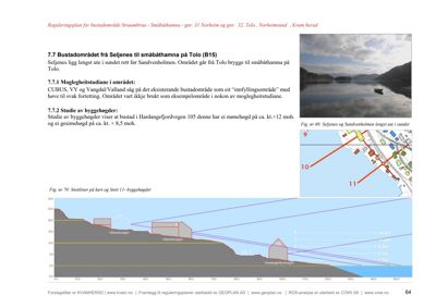 Bildet viser en side fra en reguleringsplan som inneholder tekst, en kartutsnitt (situasjonsplan) og en snittegning som illustrerer byggehøyder.