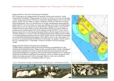 Bildet viser en illustrasjon (rendering) av et forslag til byggeområde med nye bygninger, parkområder og veier, basert på en reguleringsplan.
