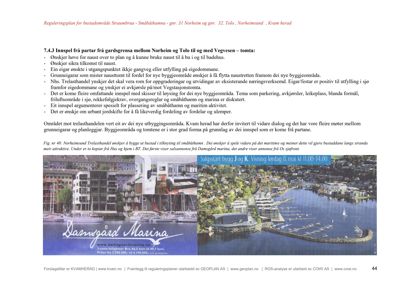 Bildet viser to fargelagte fotografier som illustrerer et havneområde (Damsgård Marina) og et forslag til nybygg. Bildet er brukt som illustrasjon i en reguleringsplan.