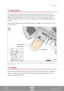 Situasjonsplan som viser lokalisering av tiltaksområdet i Norheimsund, byggegrenser, fylingsbunn og fylingstopp.