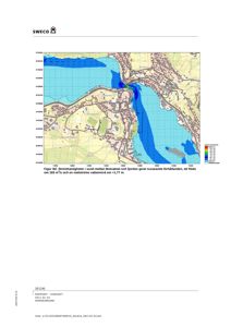Kart med overlagte data som viser strømhastigheter i et sund mellom to vannmasser, med koordinatnett og fargekoding for hastighetsområder.