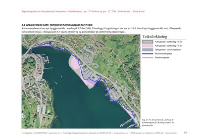 Kart som viser et arealoversikt over et sund med planlagt støttefylling, basert på flyfoto.