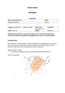 Utsnitt situasjonsplan som viser etablering av sjøfylling på gnr 32, bnr 44 på Tolo i Norheimsund.