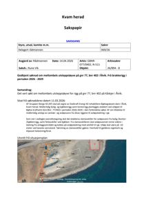 Et utsnitt fra en situasjonsplan som viser et kystområde med eiendommer, veier og havn.